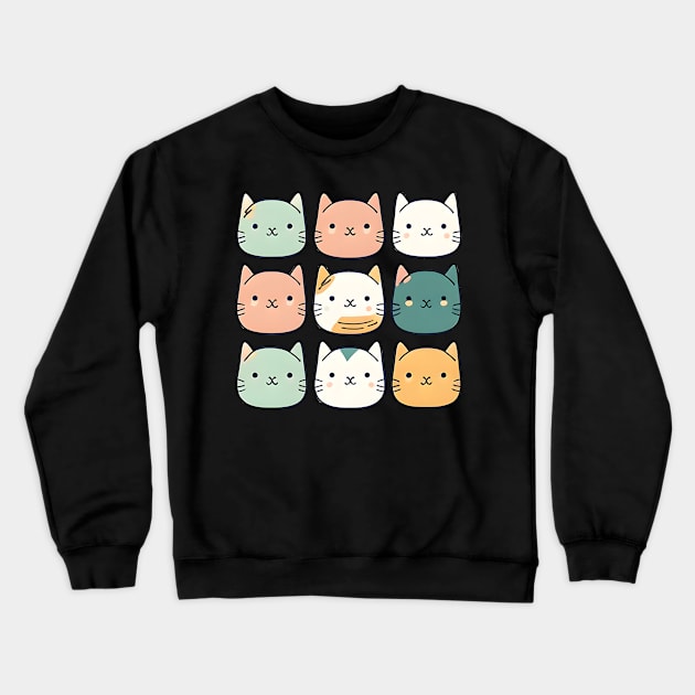 Cute Cat Face Crewneck Sweatshirt by Wesley Mcanderson Jones